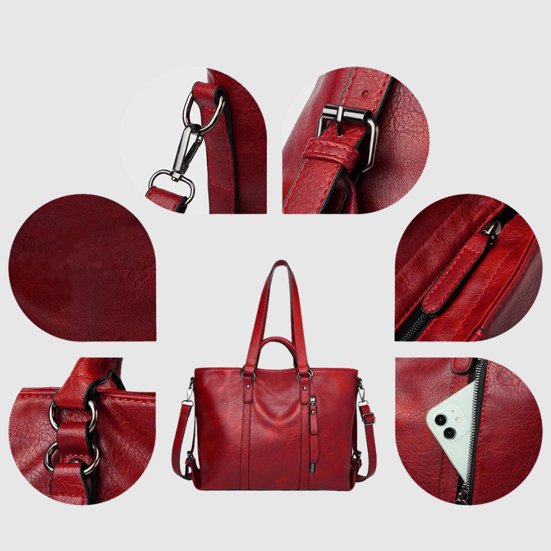 Elegante leren clutch met drie veelzijdige banden – chic en functioneel design