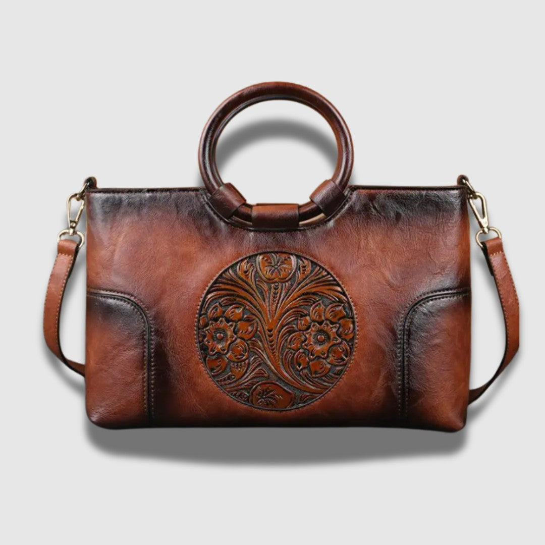 Elegante leren handtas met ringvormige handgreep – ruim en veelzijdig