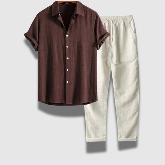Heren casual overhemd en broekset – ademend, relaxed en stijlvol