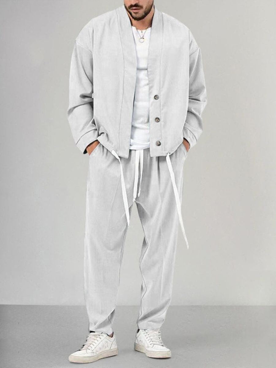 Heren overhemd met knoopjes en joggingbroekset – Smart Casual & Comfortabel